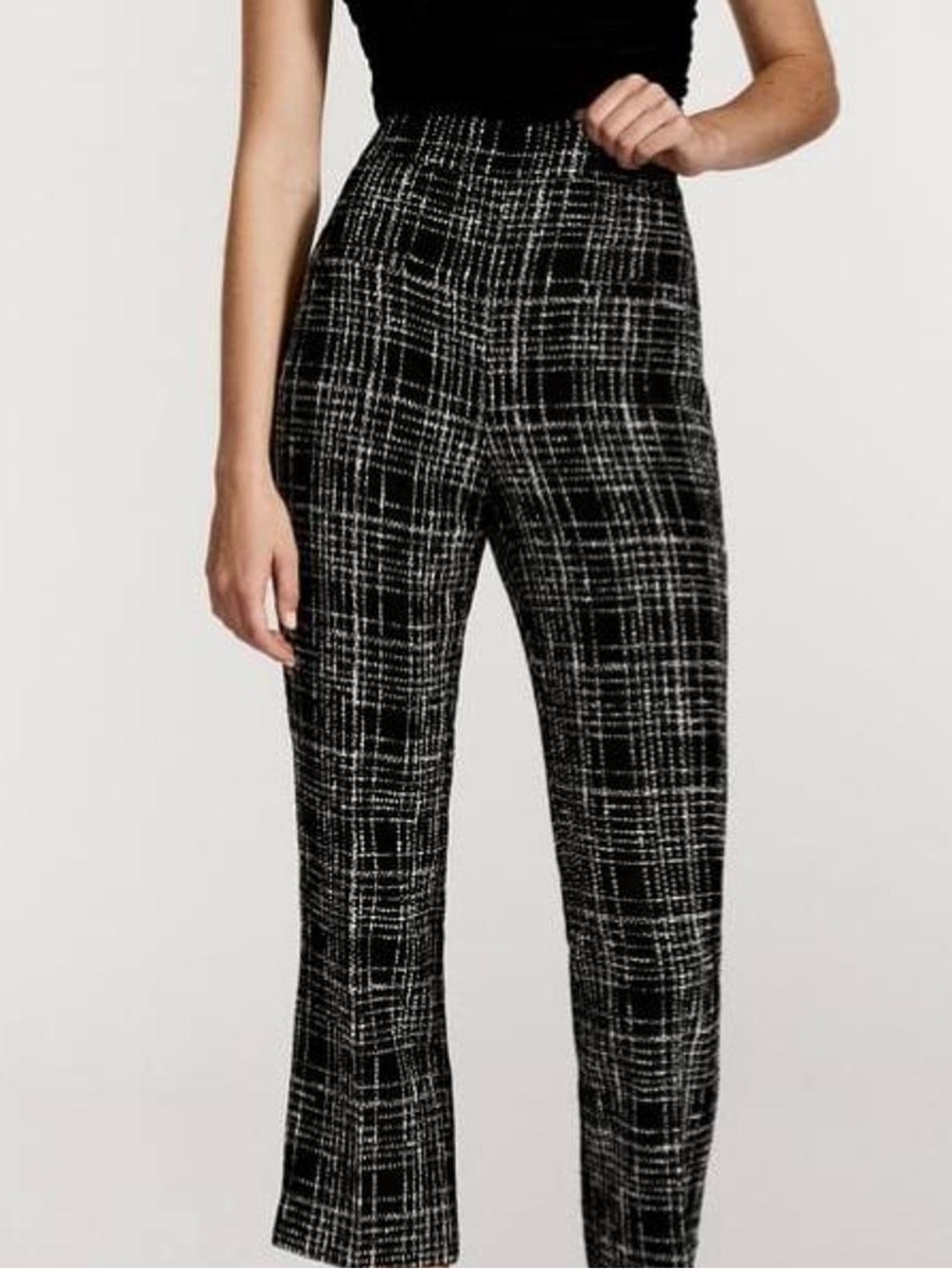 Zara Black & White Plaid Trousers